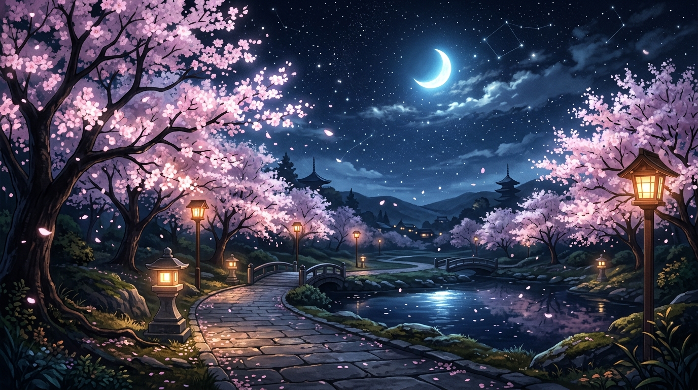Aesthetic Sakura Banner Dark