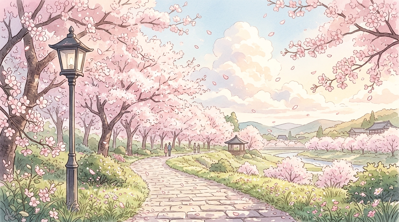 Aesthetic Sakura Banner Light